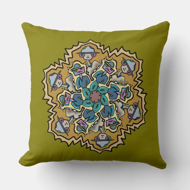 Another Weekend Doodle Throw Pillow (Front)