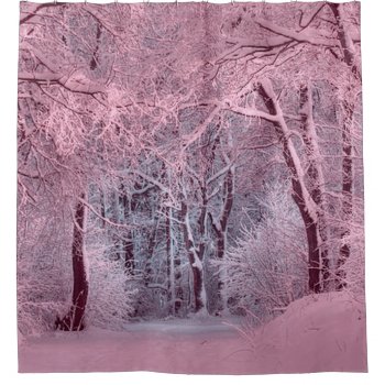 Another Winter Wonderland Pink Shower Curtain by MehrFarbeImLeben at Zazzle