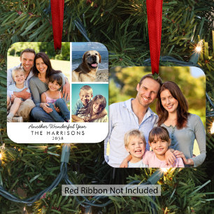 Another Wonderful Year 4 Photo Family Christmas Metal Ornament