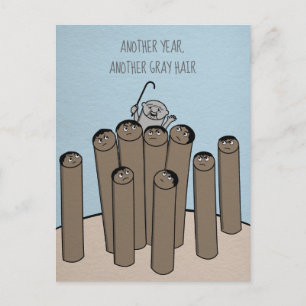 Another Year Gray Hair Funny Old Birthday Postcard