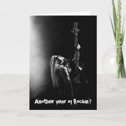 Another Year of Rockin Bass Guitar Birthday Card