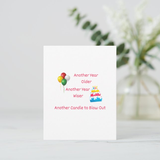 Another Year Older, Another Year Wiser on a  Holiday Card (Standing Front)