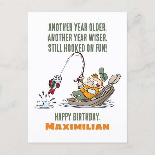 Another Year Older Wiser Still Hooked on Fun Postcard