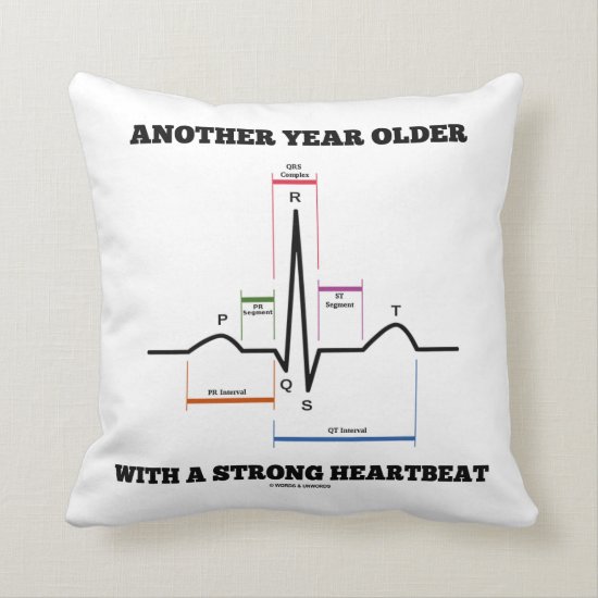 Another Year Older With A Strong Heartbeat ECG/EKG Throw Pillow