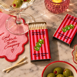 Another Year on the Rocks Martini Birthday Matchboxes