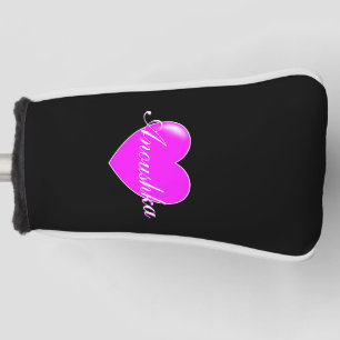 Anoushka Custom Name Template Black Pink Feminine Golf Head Cover