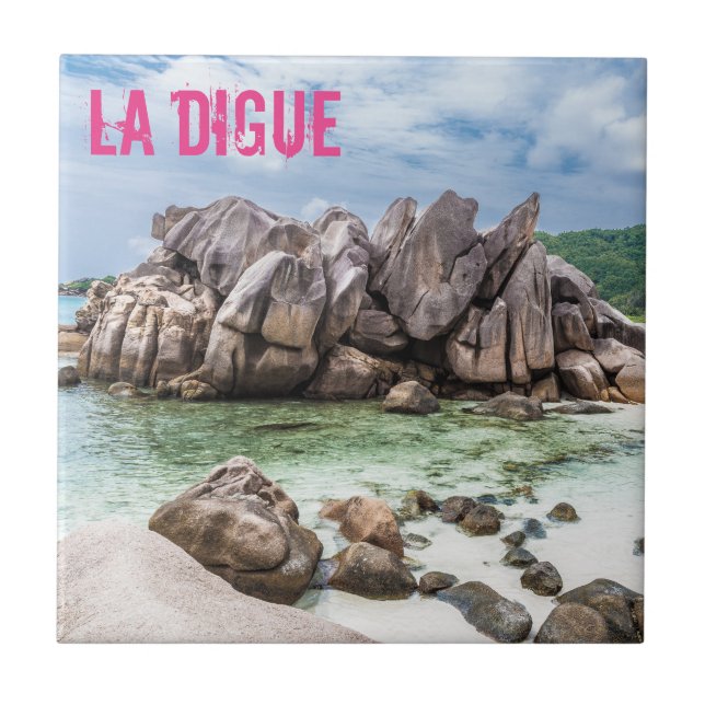 Anse Cocos Seychelles La Digue Beach gift Ceramic Tile (Front)