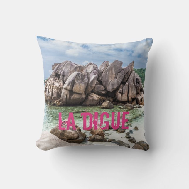 Anse Cocos Seychelles La Digue Beach gift Throw Pillow (Front)