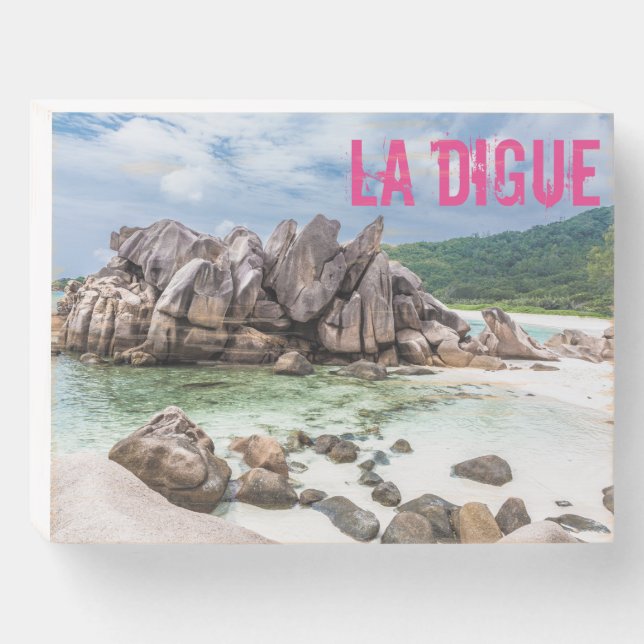 Anse Cocos Seychelles La Digue Beach gift Wooden Box Sign (Front Horizontal)