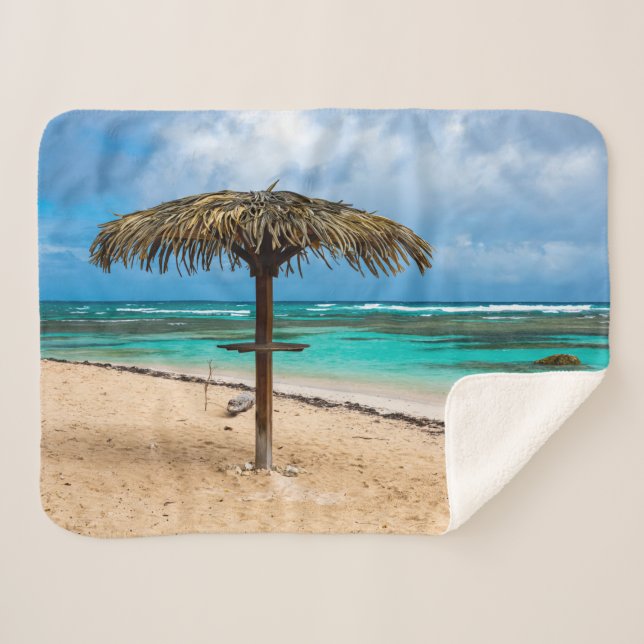 Anse des Rochers beach Sherpa Blanket (Front (Horizontal))