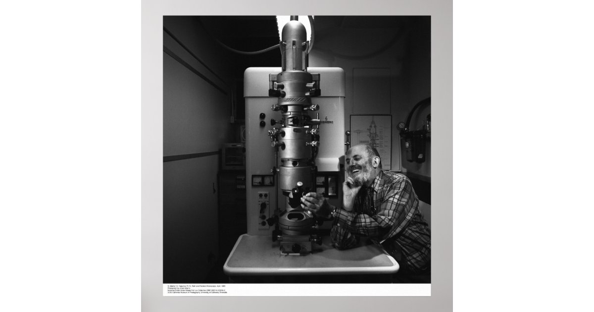 Ansel Adams with Electron Microscope, April, 1965 Poster | Zazzle
