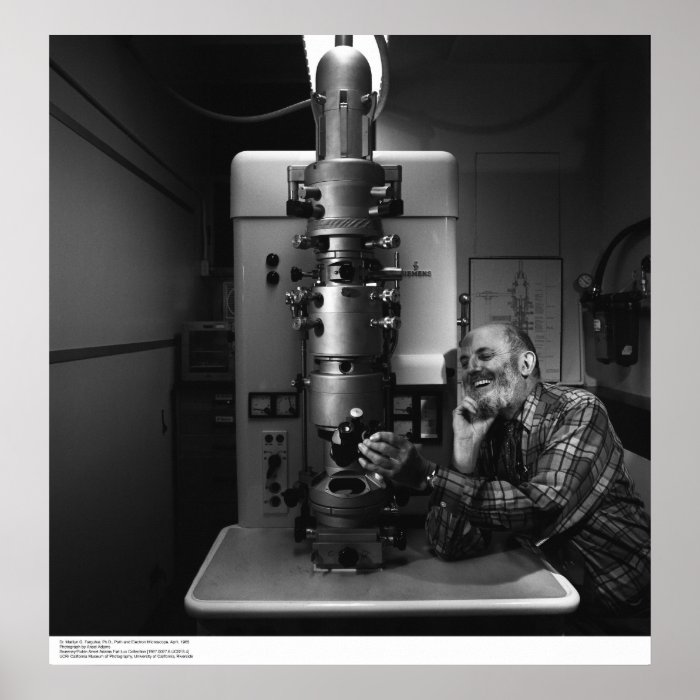 Ansel Adams with Electron Microscope, April, 1965 Poster