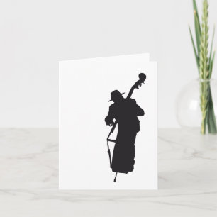 ansichtkaart silhouet double bass player card