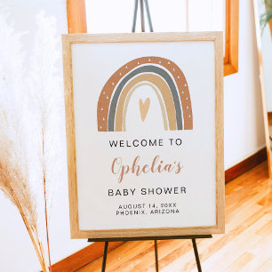 ANSLEY Bohemian Burnt Orange Rainbow Baby Shower Poster