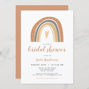 ANSLEY   Boho Burnt Orange Rainbow Bridal Shower Invitation