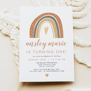 ANSLEY Boho Burnt Orange Rust Rainbow Birthday Invitation