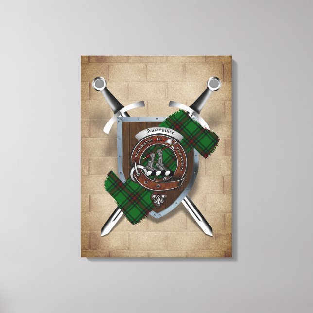 Anstruther Clan Badge Crossed Swords Canvas Print (Front)
