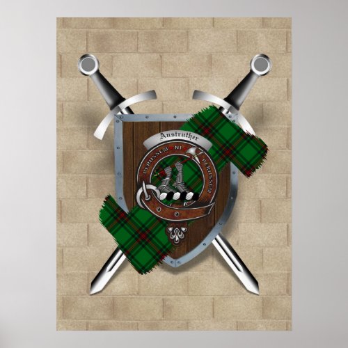 Anstruther Clan Badge Crossed Swords Poster 18x24