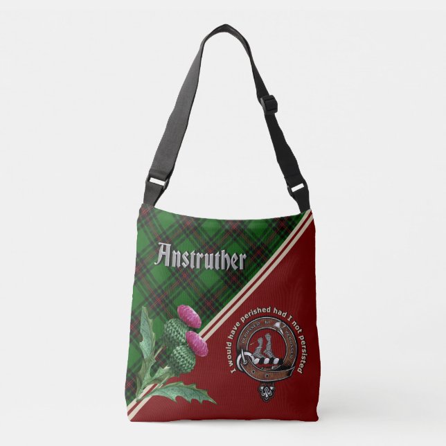 Anstruther Clan Badge & Tartan  Crossbody Bag (Front)