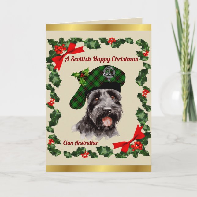 Anstruther Scottie Dog Personalized Xmas Card (Front)