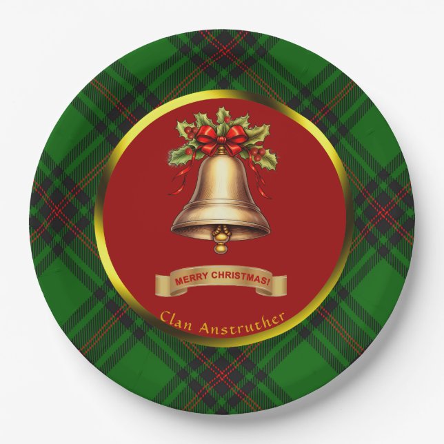 Anstruther Tartan Personalized Christmas Paper Plates (Front)