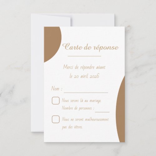 Answer Card White  Brown Wedding