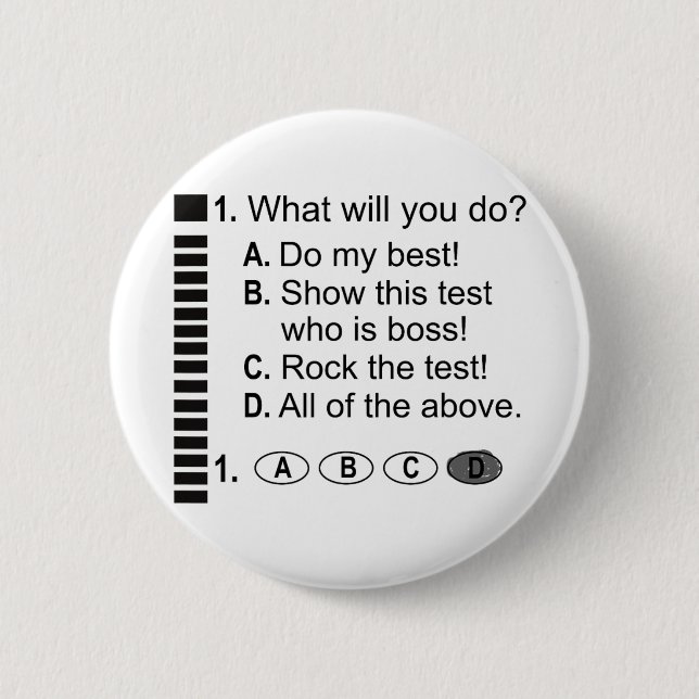 Answer Sheet Rock The Exam School Testing Encourag Button (Front)