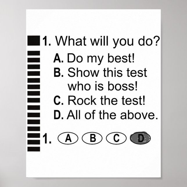 Answer Sheet Rock The Exam School Testing Encourag Poster (Front)