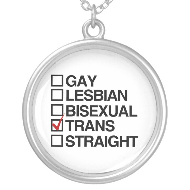 ANSWER TRANSEXUAL -.png Silver Plated Necklace (Front)