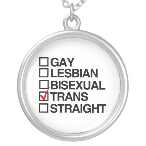 ANSWER TRANSEXUAL SILVER PLATED NECKLACE