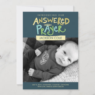 Answered Prayer Boys Birth Announcement