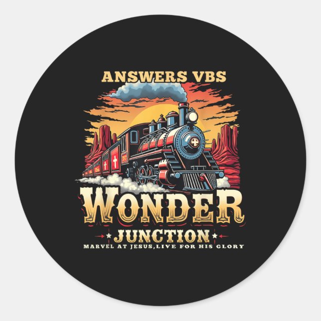 Answers Vbs Wonder Junction Christian Train Theme  Classic Round Sticker (Front)