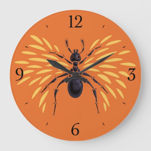 Ant Art Insect Lover Fiery Orange Entomology Large Clock