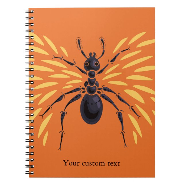 Ant Art Insect Lover Fiery Orange Entomology Notebook (Front)