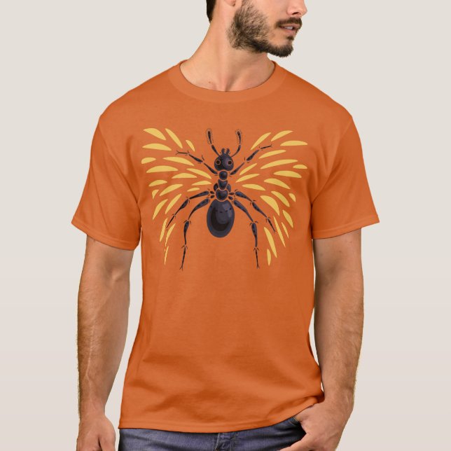 Ant Art Insect Lover Fiery Orange Entomology T-Shirt (Front)