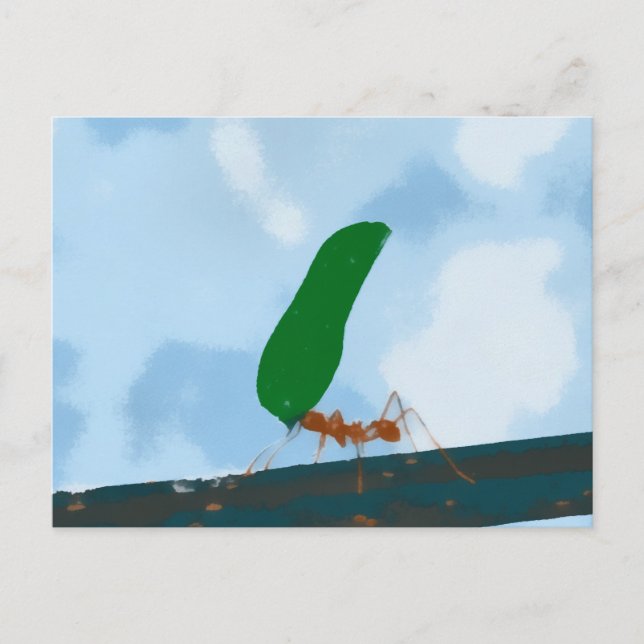 Ant Carrying a Leaf Postcard (Front)
