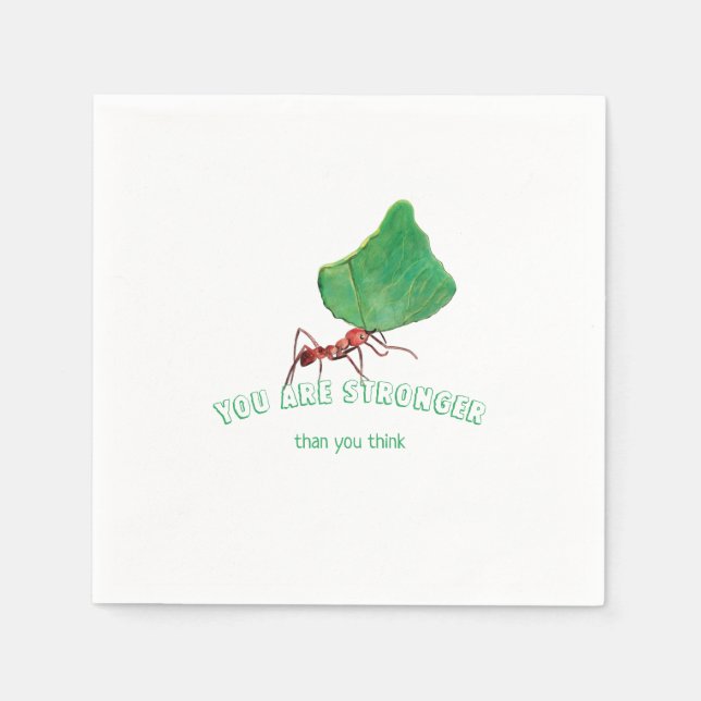 Ant carrying big leaf  - You are strong Napkins (Front)