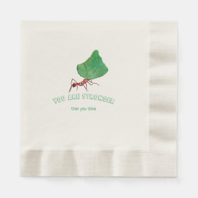 Ant carrying big leaf  - You are strong  Napkins (Front)