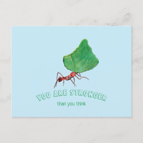 Ant carrying big leaf  _ You are Strong  Postcard