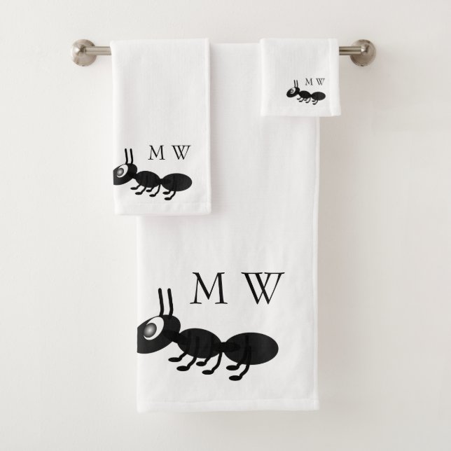 Ant Design Monogrammed Bath Towel Set (Insitu)