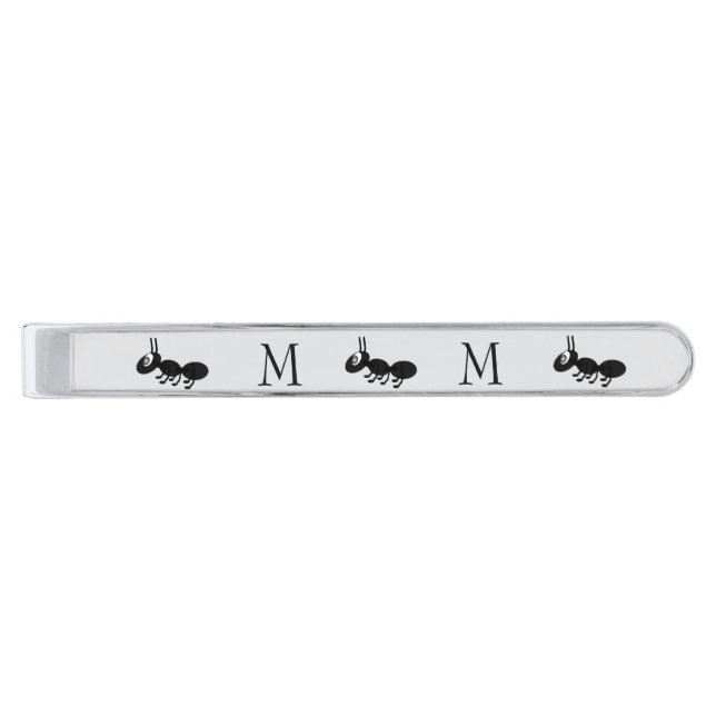 Ant Design Monogrammed Silver Finish Tie Bar (Front)