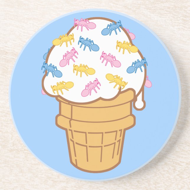 Ant Ice Cream Sandstone Coaster (Front)