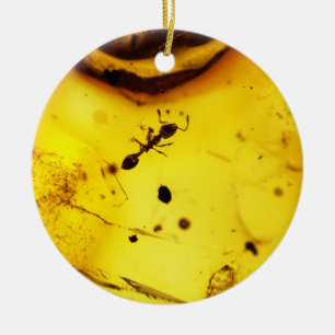 Ant inside amber ceramic ornament