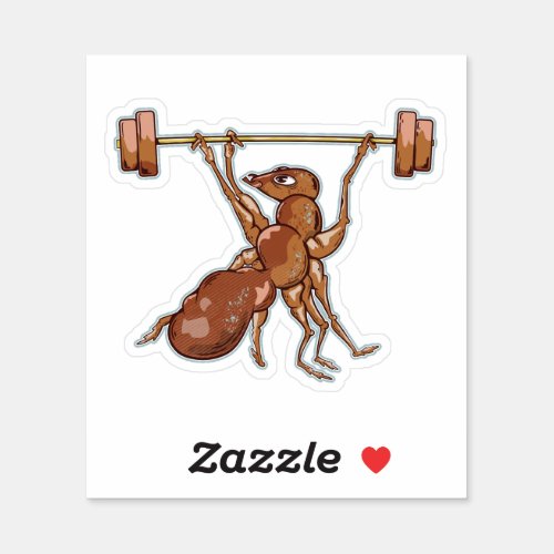 Ant lifting weights sticker