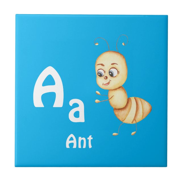 Ant personalize ABC: Letter A - Add Your Name Ceramic Tile (Front)