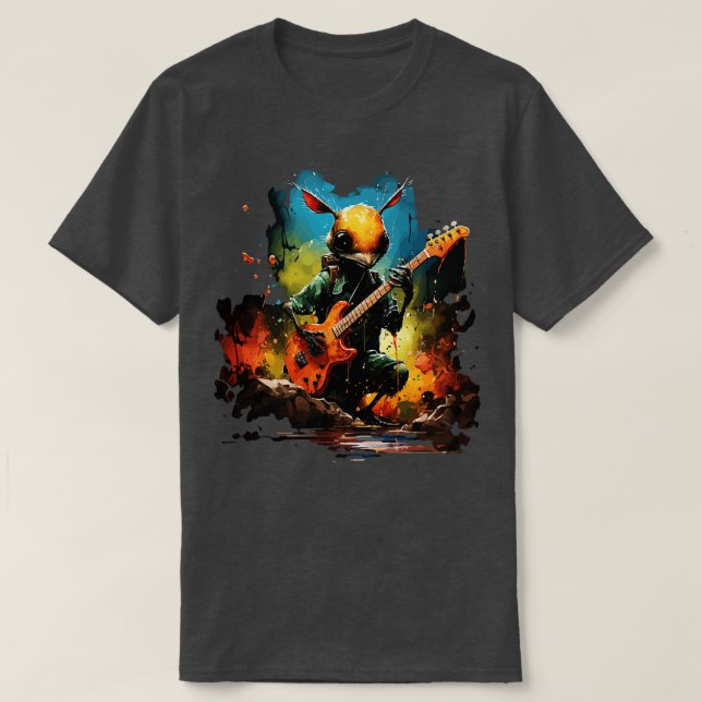 Ant Playing Guitar T-Shirt (Design Front)