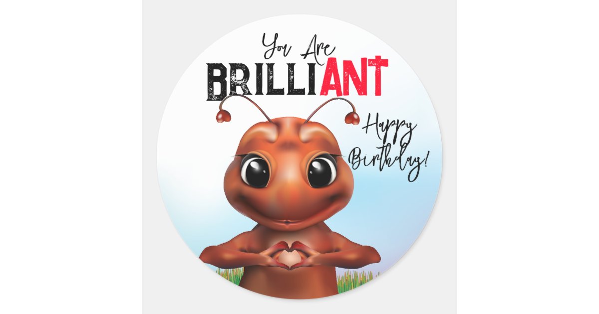 Ant Sign Language Birthday Classic Round Sticker | Zazzle