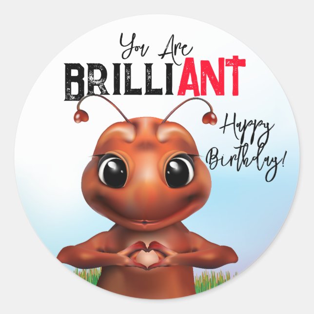 Ant Sign Language Birthday Classic Round Sticker (Front)