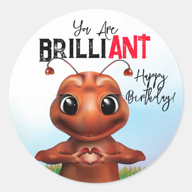 Ant Sign Language Birthday Classic Round Sticker | Zazzle