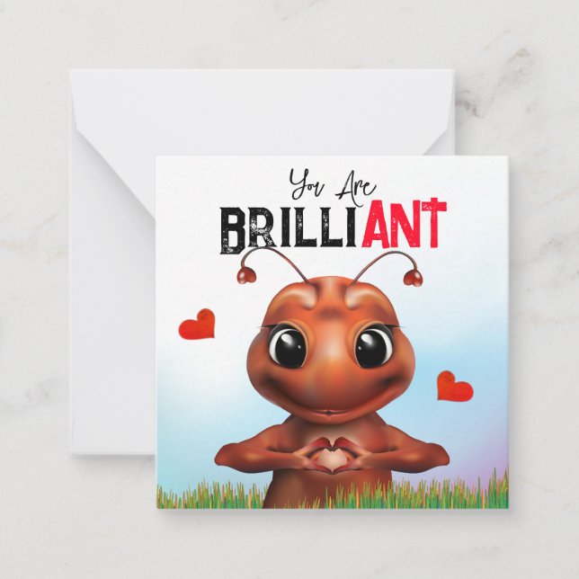 Ant Sign Language Brilliant Thank You Note Card (Front)